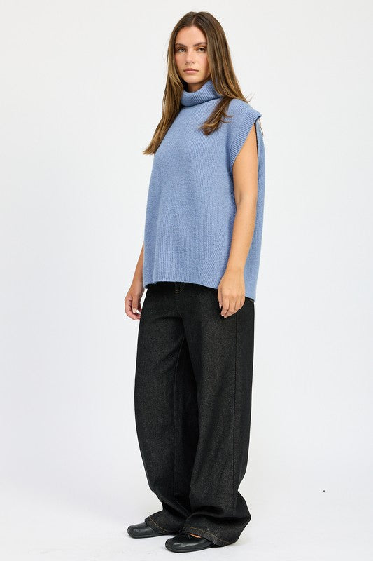 Emory Park Split Back Turtleneck Sweater Top