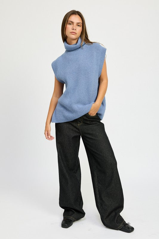 Emory Park Split Back Turtleneck Sweater Top