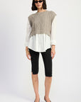 Emory Park Cable Two Fer Sweater Top