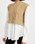 Emory Park Cable Two Fer Sweater Top