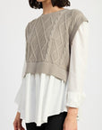 Emory Park Cable Two Fer Sweater Top