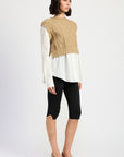 Emory Park Cable Two Fer Sweater Top