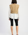 Emory Park Cable Two Fer Sweater Top