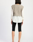 Emory Park Cable Two Fer Sweater Top