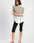 Emory Park Cable Two Fer Sweater Top