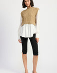 Emory Park Cable Two Fer Sweater Top