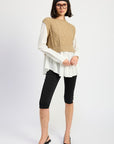 Emory Park Cable Two Fer Sweater Top