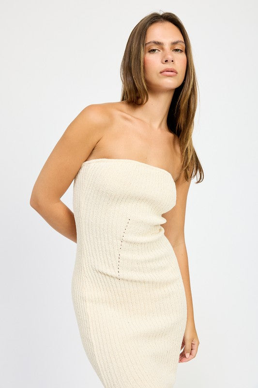 Emory Park Asymmetrical Ribbed Maxi Tube Dress