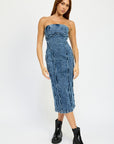 Emory Park Tube Frayed Seam Midi Dress