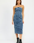 Emory Park Tube Frayed Seam Midi Dress