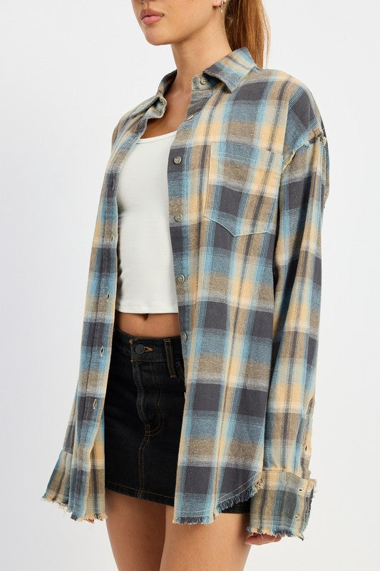 Emory Park Acid Wash Flannel Shirt