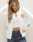 Cute Flower Pattern Button-Up Cardigan