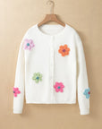 Cute Flower Pattern Button-Up Cardigan