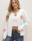 Cute Flower Pattern Button-Up Cardigan