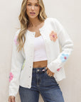 Cute Flower Pattern Button-Up Cardigan