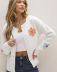 Cute Flower Pattern Button-Up Cardigan