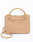 Weaved Faux Leather Convertible Shoulder Bag