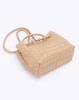 Weaved Faux Leather Convertible Shoulder Bag