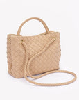 Weaved Faux Leather Convertible Shoulder Bag