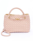 Weaved Faux Leather Convertible Shoulder Bag