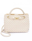 Weaved Faux Leather Convertible Shoulder Bag