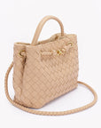 Weaved Faux Leather Convertible Shoulder Bag