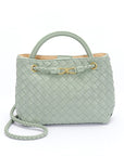 Weaved Faux Leather Convertible Shoulder Bag