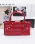 Faux Patent Leather Top Handle Swing Bag