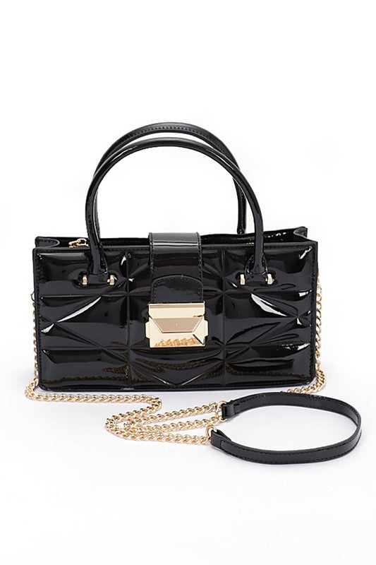 Faux Patent Leather Top Handle Swing Bag