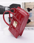 Faux Patent Leather Top Handle Swing Bag