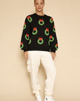 All Over Wreath Holiday Knit Sweater