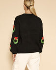 All Over Wreath Holiday Knit Sweater