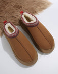 Contrast Print Suede Plush Lined Snow Boots