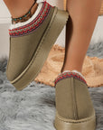 Contrast Print Suede Plush Lined Snow Boots