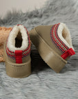 Contrast Print Suede Plush Lined Snow Boots