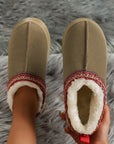 Contrast Print Suede Plush Lined Snow Boots