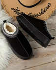 Contrast Print Suede Plush Lined Snow Boots