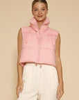 Bow Cropped Puffer Vest