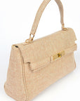 Large Top Handle Linen Convertible Bag