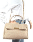 Large Top Handle Linen Convertible Bag