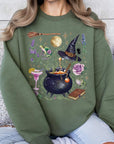 Halloween Witch Collage Graphic Fleece Sweatshirts