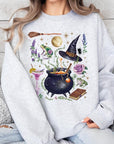 Halloween Witch Collage Graphic Fleece Sweatshirts