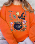 Halloween Witch Collage Graphic Fleece Sweatshirts