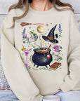 Halloween Witch Collage Graphic Fleece Sweatshirts