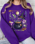 Halloween Witch Collage Graphic Fleece Sweatshirts