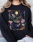 Halloween Witch Collage Graphic Fleece Sweatshirts