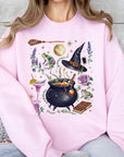 Halloween Witch Collage Graphic Fleece Sweatshirts