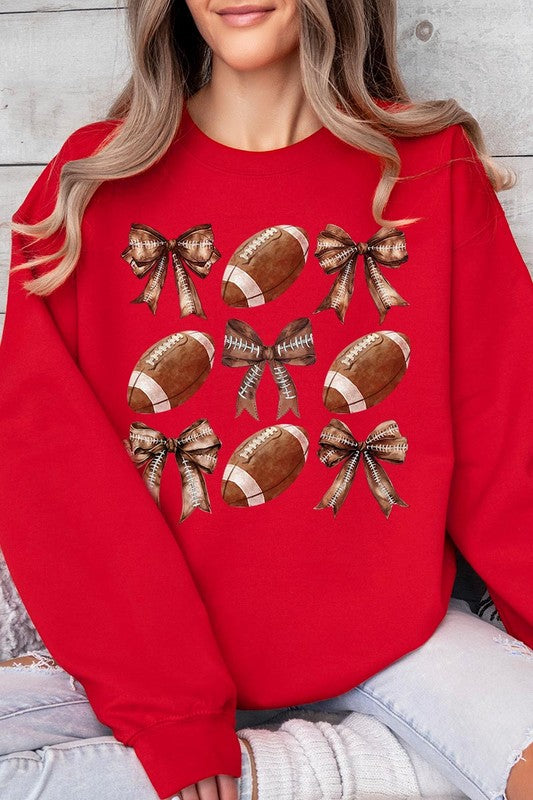 Coquette Football Bow Graphic Fleece Sweatshirts