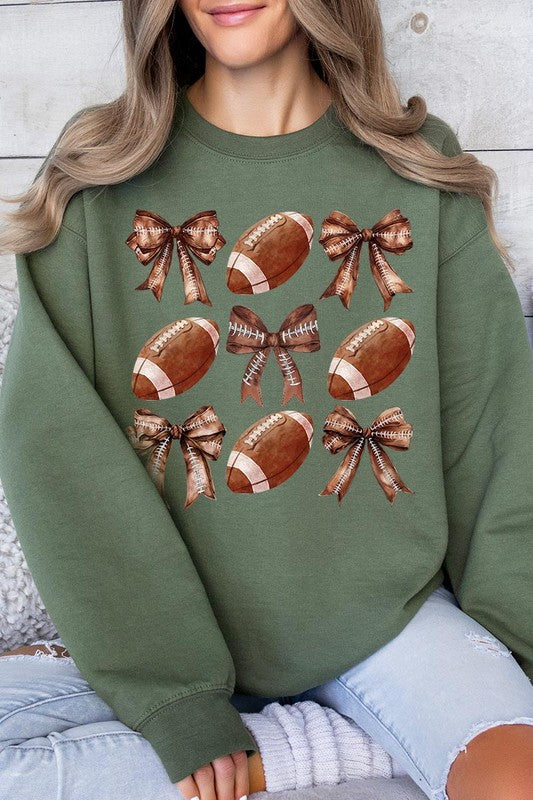 Coquette Football Bow Graphic Fleece Sweatshirts