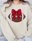 Red Bow Football Graphic Fleece Sweatshirts